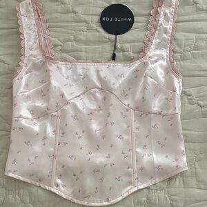 White Fox Boutique Pink Satin Tank Top
